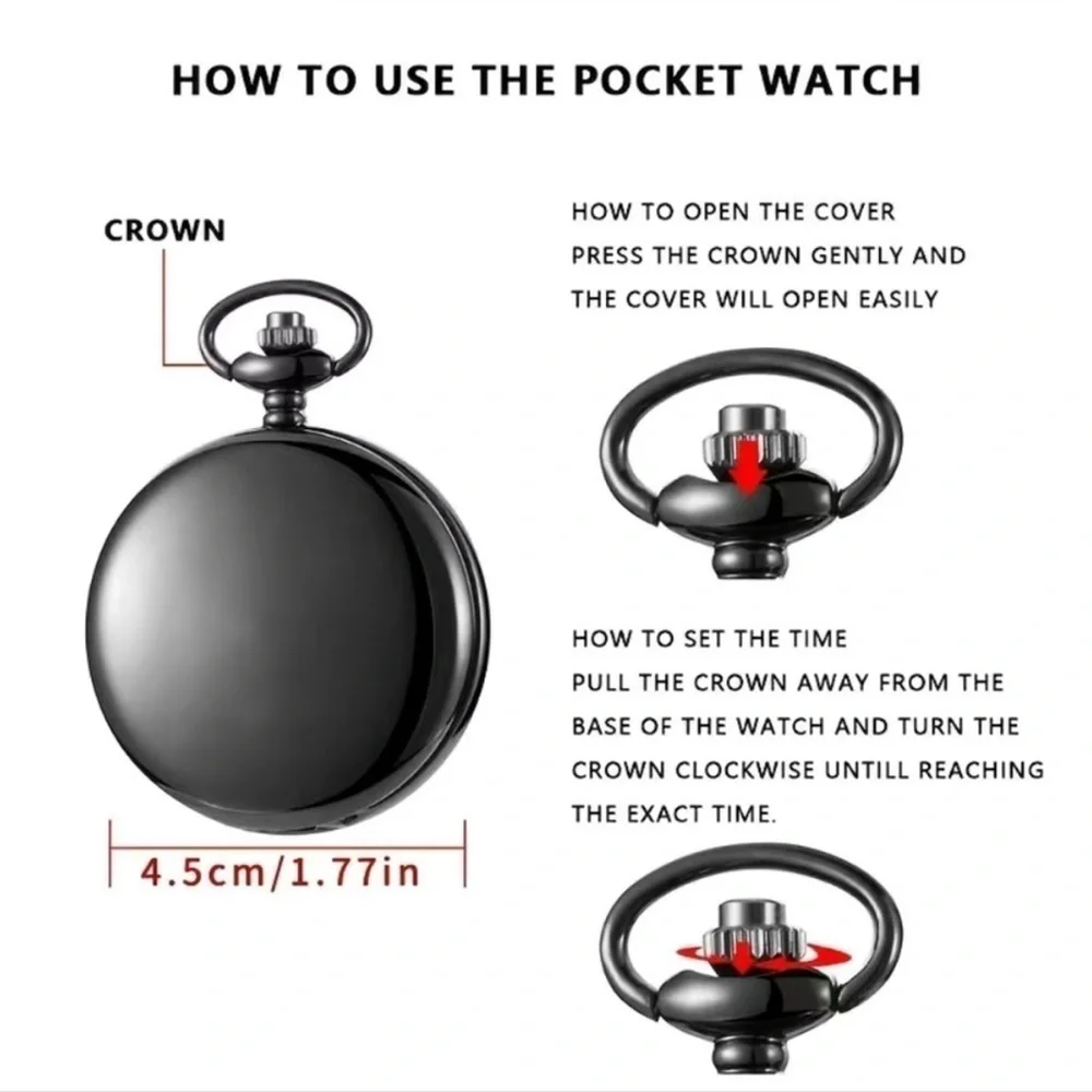 Police Pocket Chain Watch Protect and Serve Quartz Analog Watch Unisex Gift